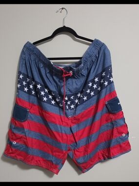 Beverly Hills Polo Club Red & Blue Stars & Stripes Swim Shorts
